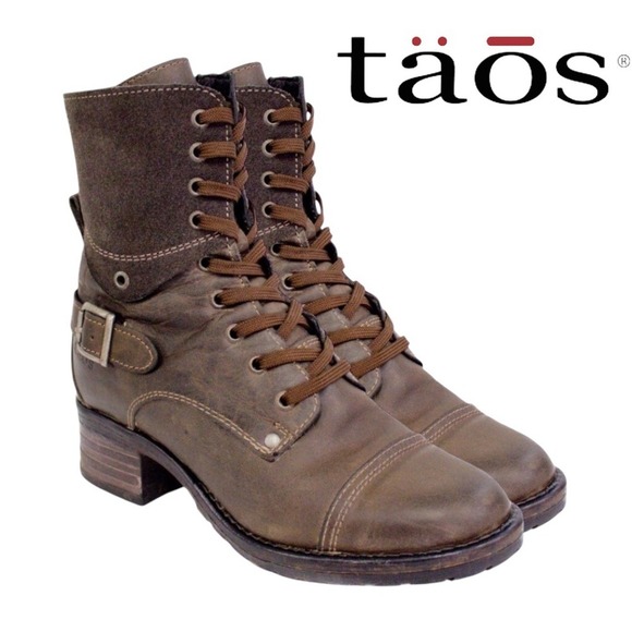 Taos Crave Boots Brown Suede Leather Cap Toe Moto Combat Booties Womens Size 6.5 - Picture 12 of 12